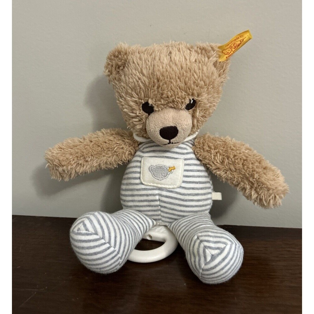 Steiff Musical Baby Bear Lovey Pull String Crib Toy Lullaby Germany 9”